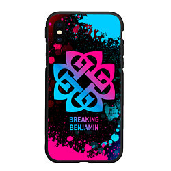 Чехол iPhone XS Max матовый Breaking Benjamin - neon gradient