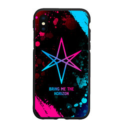 Чехол iPhone XS Max матовый Bring Me the Horizon - neon gradient, цвет: 3D-черный