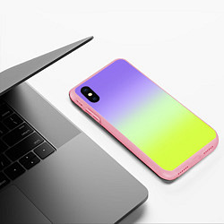 Чехол iPhone XS Max матовый Фиолетовый мятный и желто-зеленый градиент, цвет: 3D-баблгам — фото 2