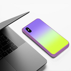 Чехол iPhone XS Max матовый Фиолетовый мятный и желто-зеленый градиент, цвет: 3D-фиолетовый — фото 2