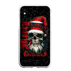 Чехол iPhone XS Max матовый Рождественская с черепом деда мороза