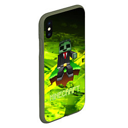 Чехол iPhone XS Max матовый Крипер майнкрафт гейм, цвет: 3D-темно-зеленый — фото 2