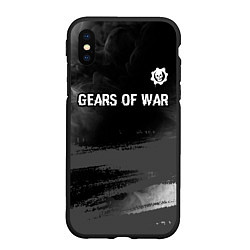 Чехол iPhone XS Max матовый Gears of War glitch на темном фоне посередине