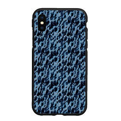 Чехол iPhone XS Max матовый Размытый пятнистый синий, цвет: 3D-черный