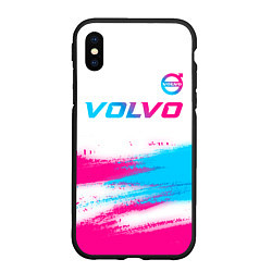 Чехол iPhone XS Max матовый Volvo neon gradient style посередине