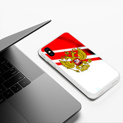 Чехол iPhone XS Max матовый Герб РФ спорт, цвет: 3D-белый — фото 2