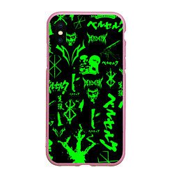 Чехол iPhone XS Max матовый Berserk neon green, цвет: 3D-розовый