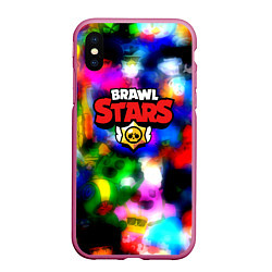 Чехол iPhone XS Max матовый Brawl stars все персонажи бравлеры, цвет: 3D-малиновый