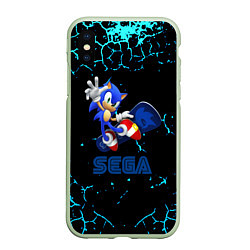 Чехол iPhone XS Max матовый Sonic sega game, цвет: 3D-салатовый