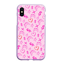 Чехол iPhone XS Max матовый Паттерн - розовые граффити, цвет: 3D-сиреневый