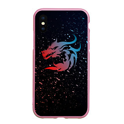 Чехол iPhone XS Max матовый Дракон млечный путь, цвет: 3D-розовый