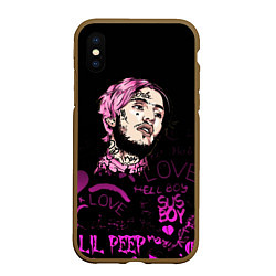 Чехол iPhone XS Max матовый Lil peep neon rap 2017, цвет: 3D-коричневый