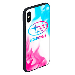 Чехол iPhone XS Max матовый Subaru neon gradient style, цвет: 3D-черный — фото 2