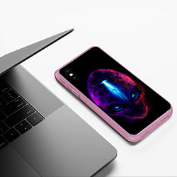 Чехол iPhone XS Max матовый UFO alien head, цвет: 3D-розовый — фото 2