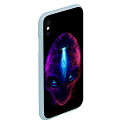 Чехол iPhone XS Max матовый UFO alien head, цвет: 3D-голубой — фото 2