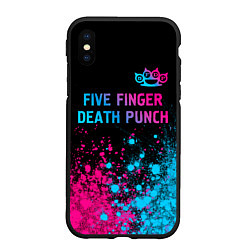 Чехол iPhone XS Max матовый Five Finger Death Punch - neon gradient посередине