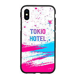 Чехол iPhone XS Max матовый Tokio Hotel neon gradient style посередине