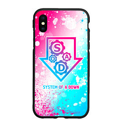 Чехол iPhone XS Max матовый System of a Down neon gradient style