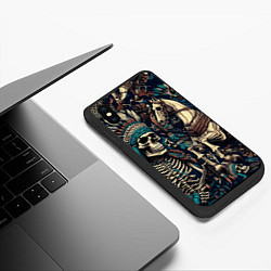 Чехол iPhone XS Max матовый Татуировка скелета индейца и ковбоя в техасе, цвет: 3D-черный — фото 2