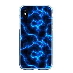 Чехол iPhone XS Max матовый Голубая молния, цвет: 3D-голубой