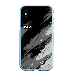 Чехол iPhone XS Max матовый N7 - mass effect monochrome, цвет: 3D-голубой