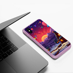 Чехол iPhone XS Max матовый Новогодний закат, цвет: 3D-сиреневый — фото 2