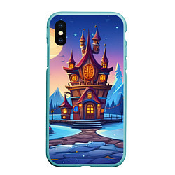 Чехол iPhone XS Max матовый Новогодний сказочный замок, цвет: 3D-мятный