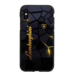 Чехол iPhone XS Max матовый Lamborghini - плиты с эффектом свечения, цвет: 3D-черный