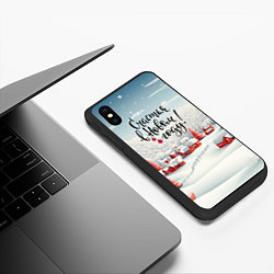 Чехол iPhone XS Max матовый Счастья в новом году красные елки, цвет: 3D-черный — фото 2