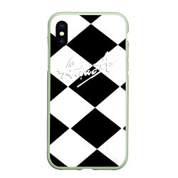 Чехол iPhone XS Max матовый Алиса шахматная клетка, цвет: 3D-салатовый