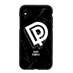 Чехол iPhone XS Max матовый Deep Purple glitch на темном фоне, цвет: 3D-черный