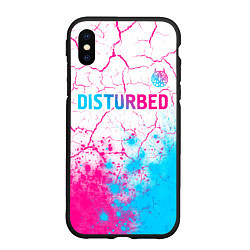 Чехол iPhone XS Max матовый Disturbed neon gradient style посередине