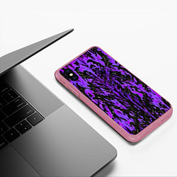 Чехол iPhone XS Max матовый Демонический доспех фиолетовый, цвет: 3D-малиновый — фото 2