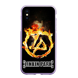 Чехол iPhone XS Max матовый Linkin Park - fire logo, цвет: 3D-светло-сиреневый