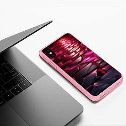 Чехол iPhone XS Max матовый Неоновые фиолетовые и розовые камни, цвет: 3D-баблгам — фото 2