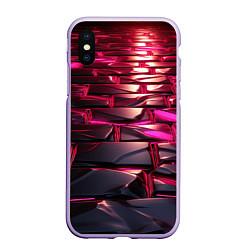 Чехол iPhone XS Max матовый Неоновые фиолетовые и розовые камни, цвет: 3D-светло-сиреневый