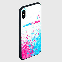 Чехол iPhone XS Max матовый Assassins Creed neon gradient style посередине, цвет: 3D-черный — фото 2