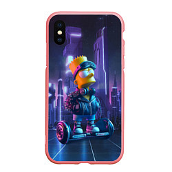 Чехол iPhone XS Max матовый Bart Simpson on a gyro scooter - ai art, цвет: 3D-баблгам