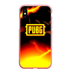 Чехол iPhone XS Max матовый PUBG огненный шторм из молний