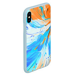 Чехол iPhone XS Max матовый Голубая и оранжевая краска, цвет: 3D-голубой — фото 2