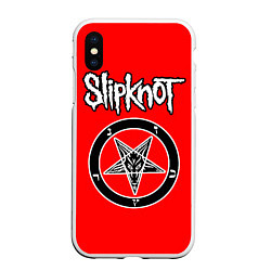 Чехол iPhone XS Max матовый Slipknot пентаграмма, цвет: 3D-белый