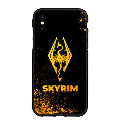 Чехол iPhone XS Max матовый Skyrim - gold gradient, цвет: 3D-черный