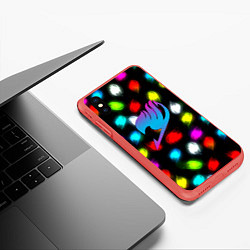 Чехол iPhone XS Max матовый Fairy Tail неоновые лого, цвет: 3D-красный — фото 2