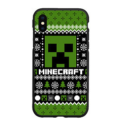 Чехол iPhone XS Max матовый Minecraft christmas sweater, цвет: 3D-черный