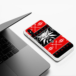 Чехол iPhone XS Max матовый The Witcher christmas sweater, цвет: 3D-белый — фото 2