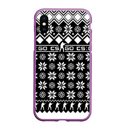 Чехол iPhone XS Max матовый CS GO christmas sweater, цвет: 3D-фиолетовый