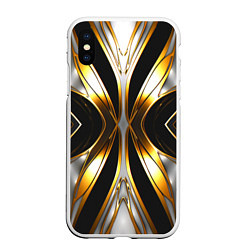 Чехол iPhone XS Max матовый Неоновый узор стальная бабочка, цвет: 3D-белый