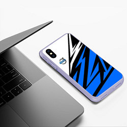 Чехол iPhone XS Max матовый Volvo - white and blue, цвет: 3D-светло-сиреневый — фото 2