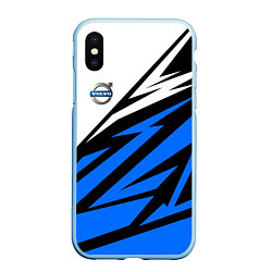 Чехол iPhone XS Max матовый Volvo - white and blue