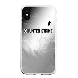 Чехол iPhone XS Max матовый Counter Strike glitch на светлом фоне посередине, цвет: 3D-белый